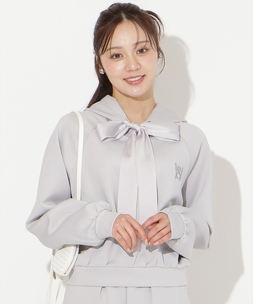 WILLSELECTION(ウィルセレクション)の「【SWEAT series】リボンスウェットフーディー(パーカー・レディース・オフホワイト/サックスブルー/ブラック/ミント・FREE)」の4枚目の写真