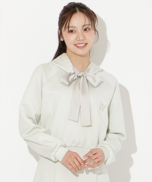 WILLSELECTION(ウィルセレクション)の「【SWEAT series】リボンスウェットフーディー(パーカー・レディース・オフホワイト/サックスブルー/ブラック/ミント・FREE)」の1枚目の写真