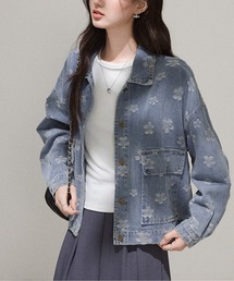 LUCPY（ラクピー）の「フラワー刺繍デニムジャケット（デニムジャケット）」