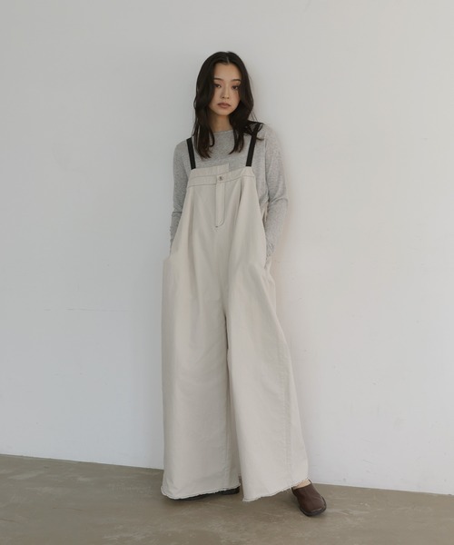 綿ツイルアシメデザインサロペット（サロペット/オーバーオール 