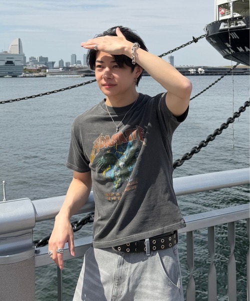 ADAMASTE(アダマスト)の「Vintage Make Short Band T-shirt - ヴィンテージメイクバンドTシャツ/ロックTシャツ【短丈】(Tシャツ/カットソー・メンズ・ブラック系その他/ブラック系その他2/ブラック系その他3/ブラック系その他4・SMALL/MEDIUM/LARGE)」の7枚目の写真