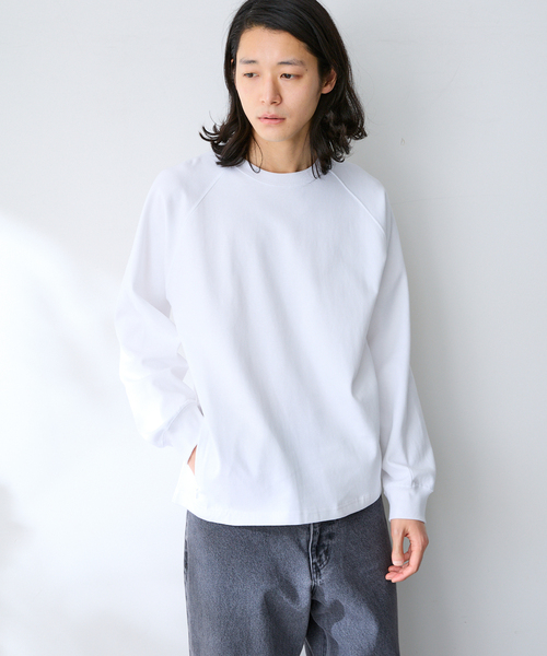 B.C STOCK(ベーセーストック)の「ライトポンチラグランロンT(Tシャツ/カットソー・メンズ・グレー/ホワイト/ネイビー/ブルー系その他・MEDIUM/LARGE)」の1枚目の写真