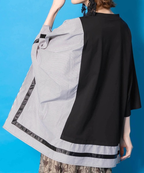 iS ScoLar（イズスカラー）の「561225：ラメ入りアンティーク柄アシメ異素材切替PO（Tシャツ/カットソー・レディース・ベージュ/ブラック/オフホワイト・M）」の20枚目の写真