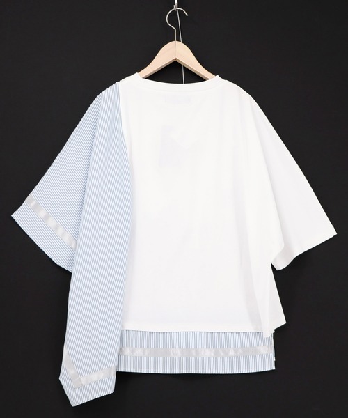 iS ScoLar（イズスカラー）の「561225：ラメ入りアンティーク柄アシメ異素材切替PO（Tシャツ/カットソー・レディース・ベージュ/ブラック/オフホワイト・M）」の21枚目の写真