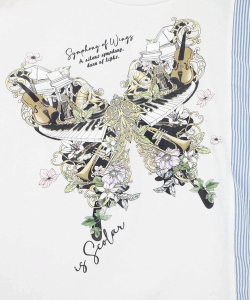 iS ScoLar（イズスカラー）の「561225：ラメ入りアンティーク柄アシメ異素材切替PO（Tシャツ/カットソー・レディース・ベージュ/ブラック/オフホワイト・M）」の22枚目の写真