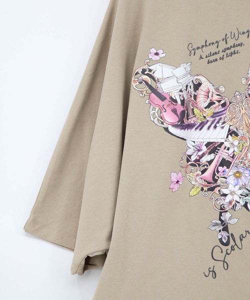 iS ScoLar（イズスカラー）の「561225：ラメ入りアンティーク柄アシメ異素材切替PO（Tシャツ/カットソー・レディース・ベージュ/ブラック/オフホワイト・M）」の7枚目の写真