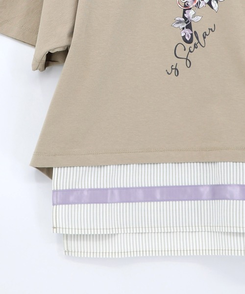 iS ScoLar（イズスカラー）の「561225：ラメ入りアンティーク柄アシメ異素材切替PO（Tシャツ/カットソー・レディース・ベージュ/ブラック/オフホワイト・M）」の8枚目の写真