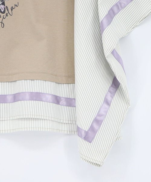 iS ScoLar（イズスカラー）の「561225：ラメ入りアンティーク柄アシメ異素材切替PO（Tシャツ/カットソー・レディース・ベージュ/ブラック/オフホワイト・M）」の10枚目の写真