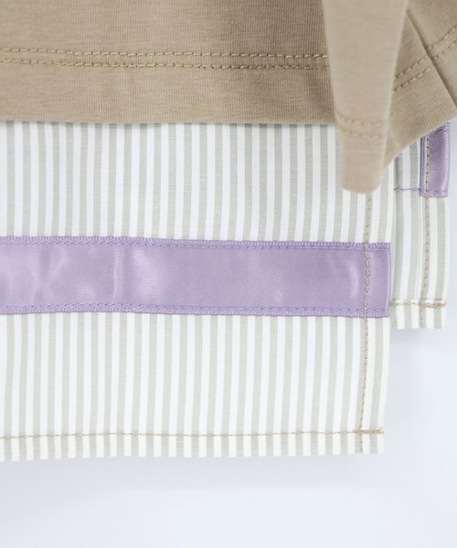 iS ScoLar（イズスカラー）の「561225：ラメ入りアンティーク柄アシメ異素材切替PO（Tシャツ/カットソー・レディース・ベージュ/ブラック/オフホワイト・M）」の11枚目の写真