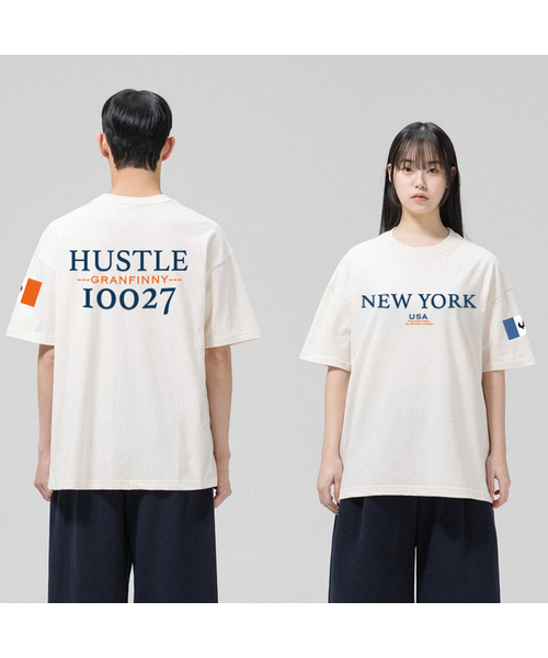 GRANFINNY(グランフィニ)の「ニューヨークオーバーサイズ半袖Tシャツ5色(Tシャツ/カットソー・レディース・ブラック/ホワイト/アイボリー・MEDIUM/LARGE/X-LARGE)」の3枚目の写真