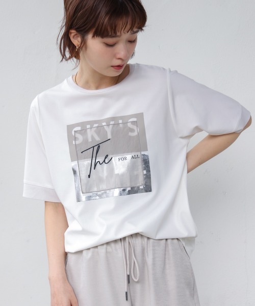 Bou Jeloud(ブージュルード)の「スクエアBOXロゴT-shirt(Tシャツ/カットソー・レディース・チャコールグレー/ブラック/オフホワイト・FREE)」の2枚目の写真