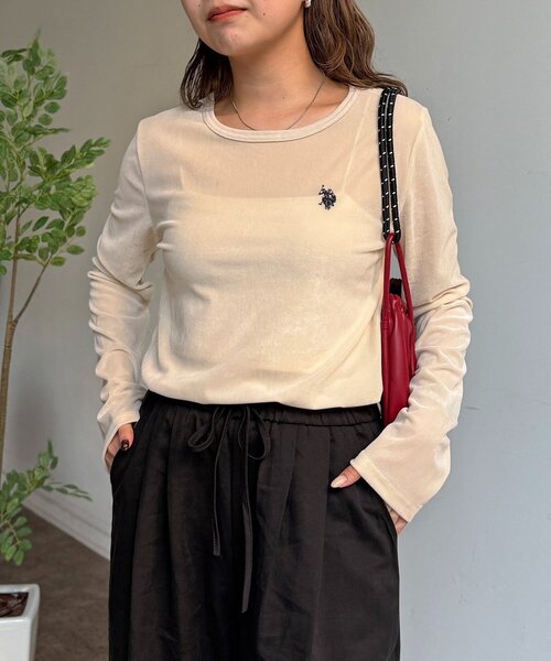 U.S. POLO ASSN.(ユーエスポロアッスン)の「シアーベロアロンT(Tシャツ/カットソー・レディース・ブラウン/アイボリー/ブラック/グレー・FREE)」の20枚目の写真