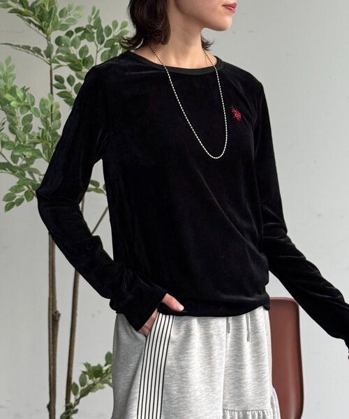 U.S. POLO ASSN.(ユーエスポロアッスン)の「シアーベロアロンT(Tシャツ/カットソー・レディース・ブラウン/アイボリー/ブラック/グレー・FREE)」の6枚目の写真