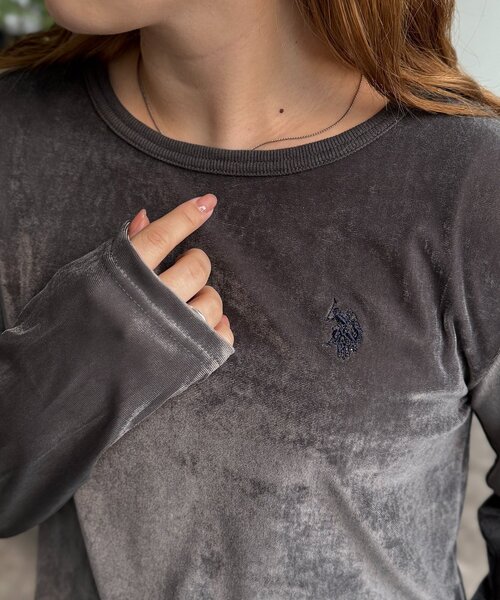 U.S. POLO ASSN.(ユーエスポロアッスン)の「シアーベロアロンT(Tシャツ/カットソー・レディース・ブラウン/アイボリー/ブラック/グレー・FREE)」の14枚目の写真