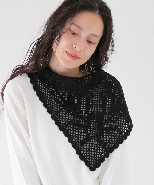 JOURNAL STANDARD（ジャーナルスタンダード）の「クロシェショール（ストール/ショール・レディース・ブラック/ホワイト×ホワイト・FREE）」の8枚目の写真