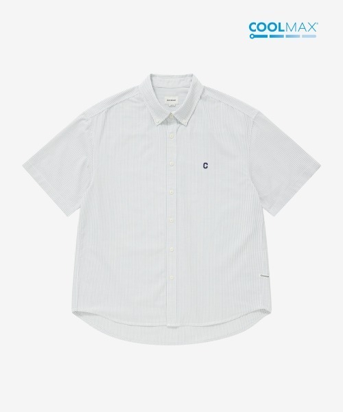 COVERNAT(カバーナット)の「COOLMAX C LOGO OXFORD STRIPED HALF SHIRT(シャツ/ブラウス・メンズ・グリーン/ブルー/グレー・MEDIUM/SMALL/X-SMALL/X-LARGE/LARGE)」の1枚目の写真