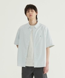 COOLMAX C LOGO OXFORD STRIPED HALF SHIRT