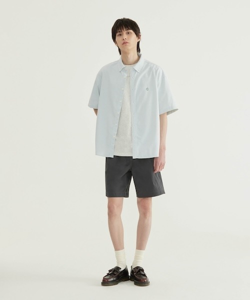 COVERNAT(カバーナット)の「COOLMAX C LOGO OXFORD STRIPED HALF SHIRT(シャツ/ブラウス・メンズ・グリーン/ブルー/グレー・MEDIUM/SMALL/X-SMALL/X-LARGE/LARGE)」の4枚目の写真