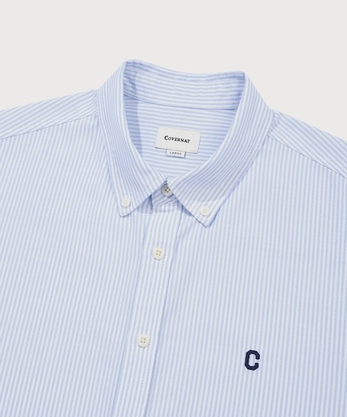 COVERNAT(カバーナット)の「COOLMAX C LOGO OXFORD STRIPED HALF SHIRT(シャツ/ブラウス・メンズ・グリーン/ブルー/グレー・MEDIUM/SMALL/X-SMALL/X-LARGE/LARGE)」の22枚目の写真