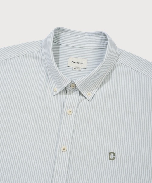 COVERNAT(カバーナット)の「COOLMAX C LOGO OXFORD STRIPED HALF SHIRT(シャツ/ブラウス・メンズ・グリーン/ブルー/グレー・MEDIUM/SMALL/X-SMALL/X-LARGE/LARGE)」の15枚目の写真