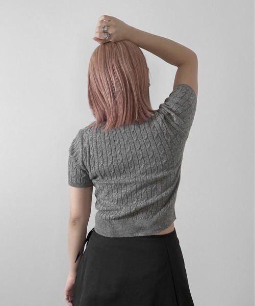 jiasecond.（ジアセカンド）の「【jiasecond.】半袖ニットトップス / トップス ニット コンパクト 半袖 ベーシック ライトグレー パープル ライトブルー グレー ZOZOTOWN限定（ニット/セーター・レディース・グレー/ライトグレー/ライトブルー/パープル・FREE）」の10枚目の写真