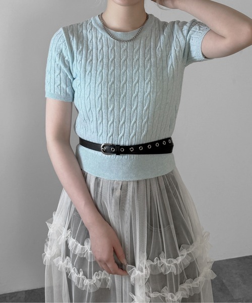 jiasecond.（ジアセカンド）の「【jiasecond.】半袖ニットトップス / トップス ニット コンパクト 半袖 ベーシック ライトグレー パープル ライトブルー グレー ZOZOTOWN限定（ニット/セーター・レディース・グレー/ライトグレー/ライトブルー/パープル・FREE）」の19枚目の写真
