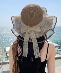 ＆soiree（アンドソワレ）の「縁シアーリボン付き麦わら帽子（ハット）」