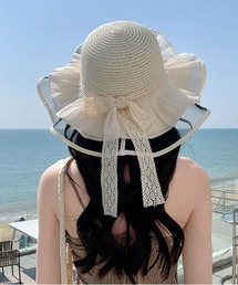 ＆soiree（アンドソワレ）の「縁シアーリボン付き麦わら帽子（ハット）」