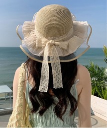 ＆soiree（アンドソワレ）の「縁シアーリボン付き麦わら帽子（ハット）」