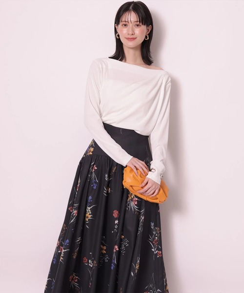 Arpege story(アルページュストーリー)の「レースアップフラワープリントスカート(スカート・レディース・ブラック/ホワイト・2/1/0)」の19枚目の写真