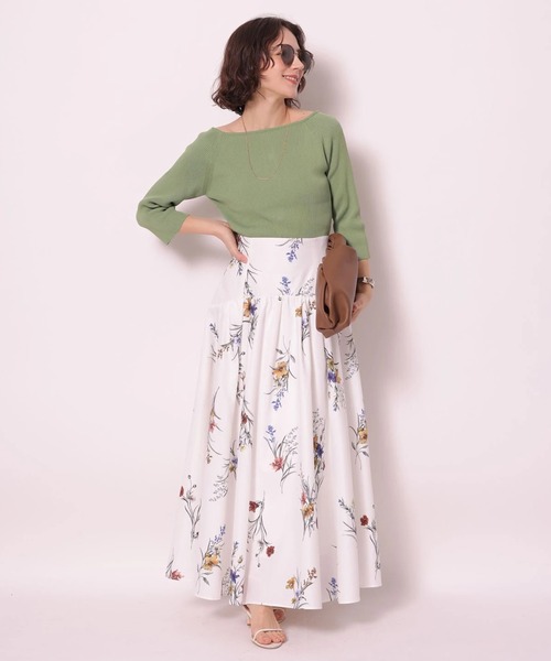 Arpege story(アルページュストーリー)の「レースアップフラワープリントスカート(スカート・レディース・ブラック/ホワイト・2/1/0)」の13枚目の写真