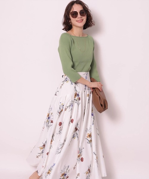 Arpege story(アルページュストーリー)の「レースアップフラワープリントスカート(スカート・レディース・ブラック/ホワイト・2/1/0)」の16枚目の写真