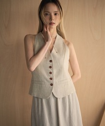 LAULEN | linen blend halter neck vest /リネンブレンドホルターネックベスト(ベスト)