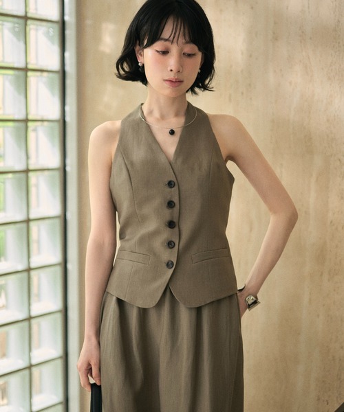 linen blend halter neck vest /リネンブレンドホルターネックベスト