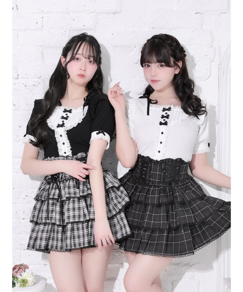 NOEMIE（ノエミー）の「リボンストラップドーリーヨークカットソー（Tシャツ/カットソー・レディース・ダークグレー/A/オフホワイト/ブラック・M）」の5枚目の写真