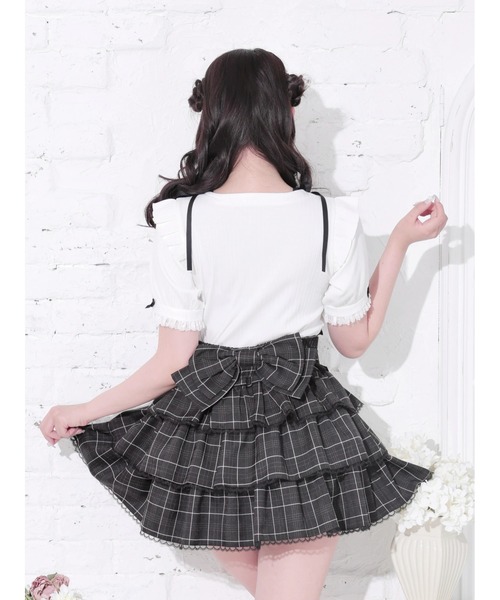 NOEMIE（ノエミー）の「リボンストラップドーリーヨークカットソー（Tシャツ/カットソー・レディース・ダークグレー/A/オフホワイト/ブラック・M）」の7枚目の写真
