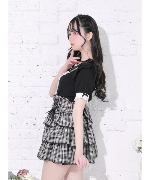 NOEMIE（ノエミー）の「リボンストラップドーリーヨークカットソー（Tシャツ/カットソー・レディース・ダークグレー/A/オフホワイト/ブラック・M）」の9枚目の写真