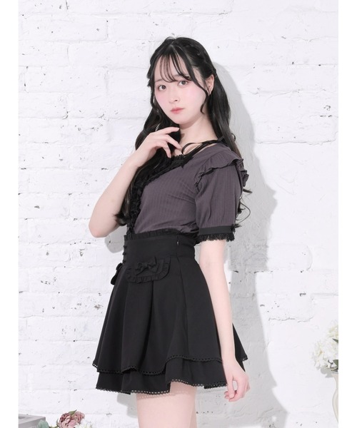 NOEMIE（ノエミー）の「リボンストラップドーリーヨークカットソー（Tシャツ/カットソー・レディース・ダークグレー/A/オフホワイト/ブラック・M）」の12枚目の写真