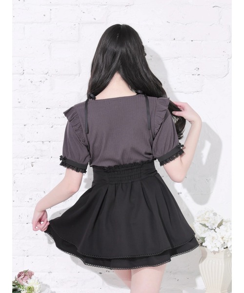 NOEMIE（ノエミー）の「リボンストラップドーリーヨークカットソー（Tシャツ/カットソー・レディース・ダークグレー/A/オフホワイト/ブラック・M）」の13枚目の写真