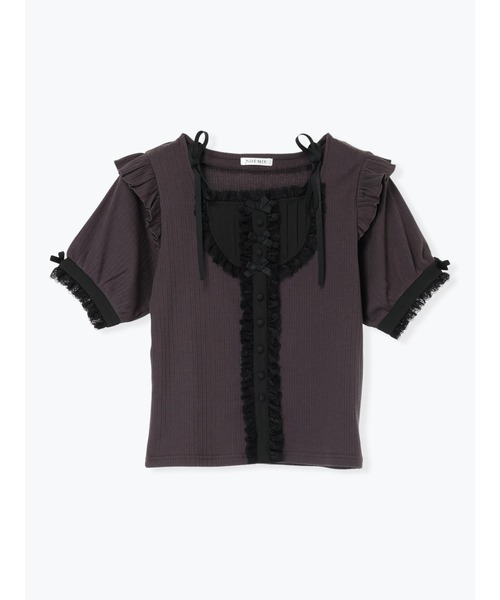 NOEMIE（ノエミー）の「リボンストラップドーリーヨークカットソー（Tシャツ/カットソー・レディース・ダークグレー/A/オフホワイト/ブラック・M）」の18枚目の写真