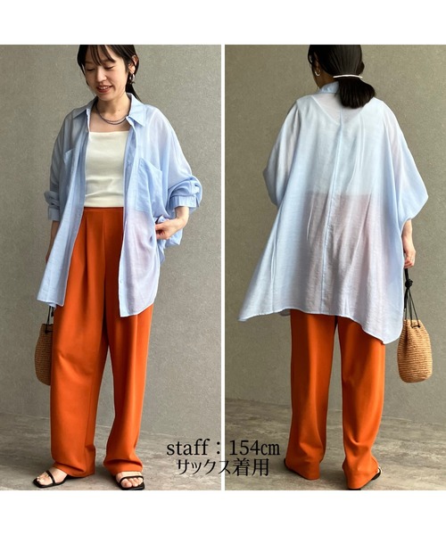 zena（ジェナ）の「シアー無地ドルマンシャツ（シャツ/ブラウス・レディース・グレイッシュベージュ/サックスブルー・MEDIUM）」の16枚目の写真