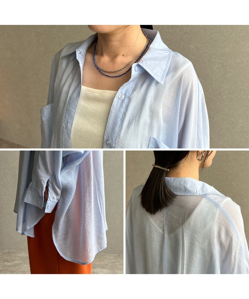 zena（ジェナ）の「シアー無地ドルマンシャツ（シャツ/ブラウス・レディース・グレイッシュベージュ/サックスブルー・MEDIUM）」の17枚目の写真