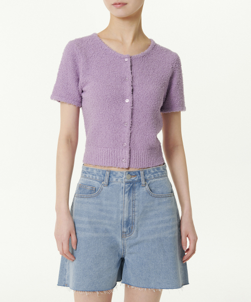 MUSINSA STANDARD WOMAN（ムシンサスタンダードウーマン）の「ウィメンズファンシーヤーンラウンドネック半袖カーディガン[ラベンダー]（カーディガン/ボレロ・レディース・その他・LARGE/MEDIUM/SMALL/X-SMALL）」の2枚目の写真