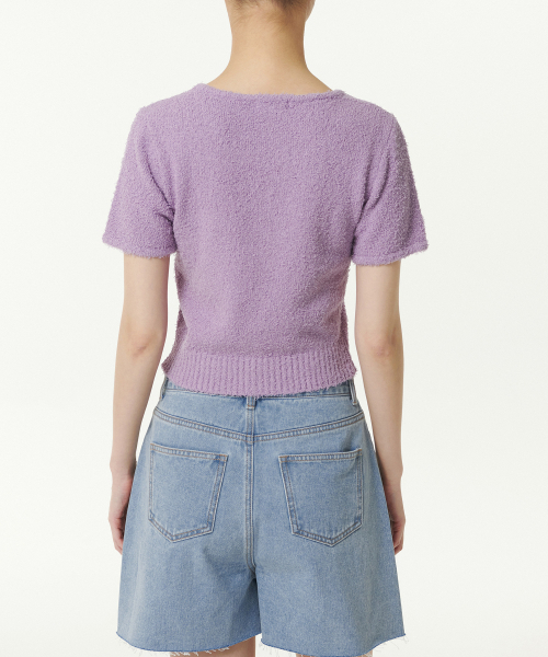 MUSINSA STANDARD WOMAN（ムシンサスタンダードウーマン）の「ウィメンズファンシーヤーンラウンドネック半袖カーディガン[ラベンダー]（カーディガン/ボレロ・レディース・その他・LARGE/MEDIUM/SMALL/X-SMALL）」の3枚目の写真
