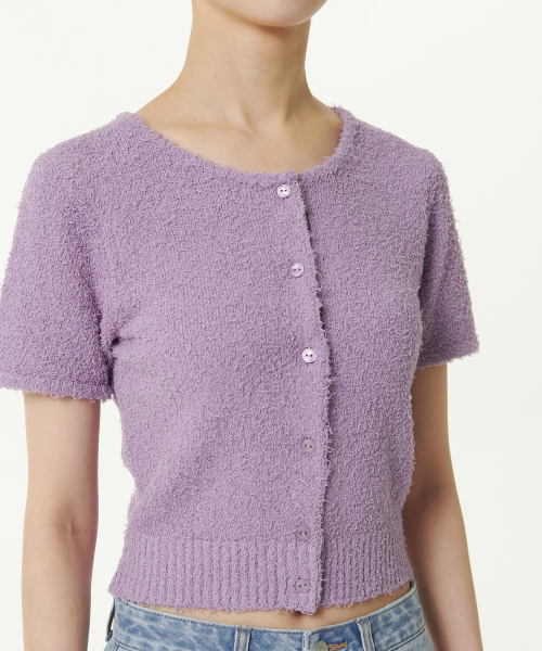 MUSINSA STANDARD WOMAN（ムシンサスタンダードウーマン）の「ウィメンズファンシーヤーンラウンドネック半袖カーディガン[ラベンダー]（カーディガン/ボレロ・レディース・その他・LARGE/MEDIUM/SMALL/X-SMALL）」の4枚目の写真