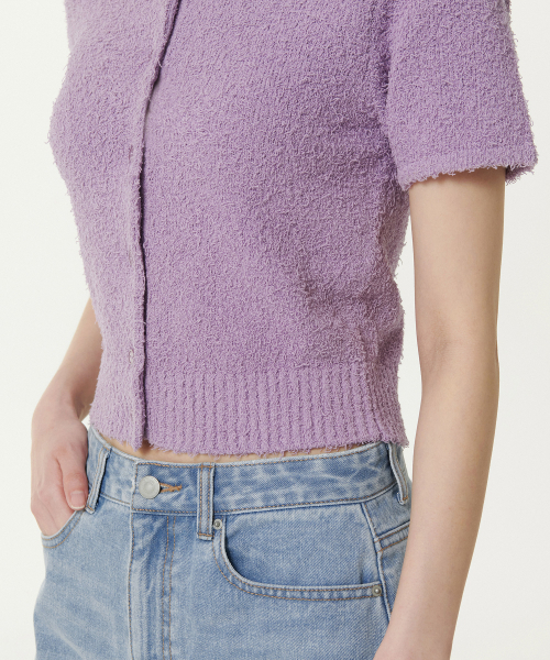 MUSINSA STANDARD WOMAN（ムシンサスタンダードウーマン）の「ウィメンズファンシーヤーンラウンドネック半袖カーディガン[ラベンダー]（カーディガン/ボレロ・レディース・その他・LARGE/MEDIUM/SMALL/X-SMALL）」の5枚目の写真
