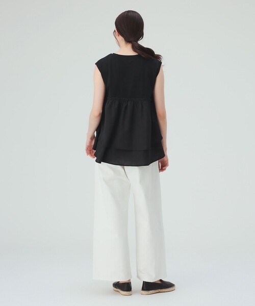 BEAMS HEART(ビームスハート)の「【洗える・異素材ドッキング】コンビ ティアード プルオーバー(Tシャツ/カットソー・レディース・オフホワイト/ブラック/ブラウン・FREE)」の20枚目の写真