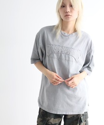 【THRASHER/スラッシャー】ピグメント加工 ダメージアップリケ 半袖Tシャツ