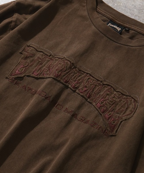 THRASHER（スラッシャー）の「【THRASHER/スラッシャー】ピグメント加工 ダメージアップリケ 半袖Tシャツ（Tシャツ/カットソー・メンズ・ピンク/ブラウン/グレー系1/ライトグレー/サックスブルー/グレー系2・L/M/XL）」の15枚目の写真