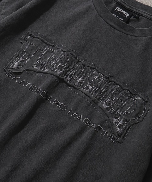 THRASHER（スラッシャー）の「【THRASHER/スラッシャー】ピグメント加工 ダメージアップリケ 半袖Tシャツ（Tシャツ/カットソー・メンズ・ピンク/ブラウン/グレー系1/ライトグレー/サックスブルー/グレー系2・L/M/XL）」の9枚目の写真